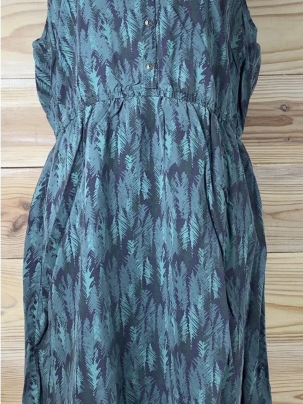 Kuhl Teal Leaf-Print Sleeveless Dress